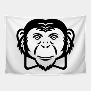 Noble Chimpanzee Chimp Monkey Primate or Ape Wearing Bow Tie Mascot Black and White Tapestry