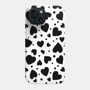 black hearts seamless pattern design print Phone Case