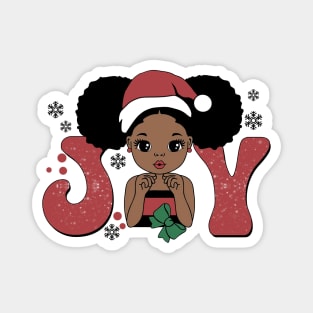 Black Girl Santa Hat Christmas Joy Magnet