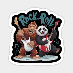 Rock And Roll BigFoot And Panda Jam Session Magnet