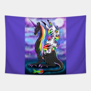 Rainbow black dragon Tapestry