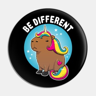 Be different Cartoon Capybara Unicorn Pin