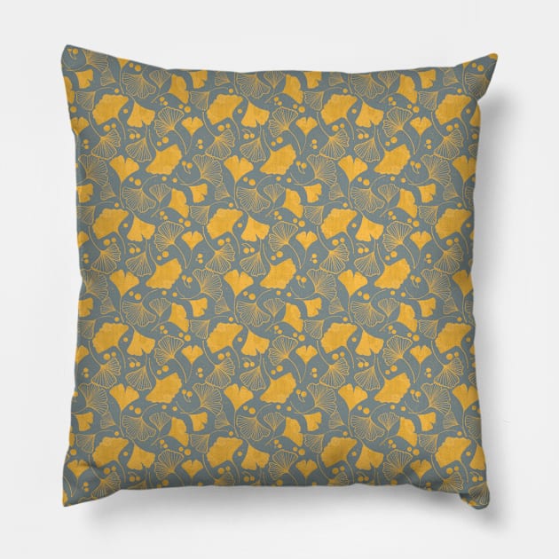 Gingko Leaves Pattern Pillow by Karinartspace