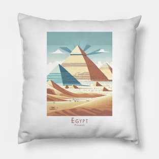 Egyptian Pyramids Retro Travel Poster Pillow