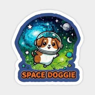 Space Doggie T-Shirt | Cute Dog Astronaut Galaxy Design | Comic Canine Adventure Magnet