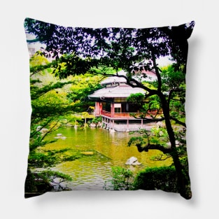 Photography - Japanese garden en tea house Pillow