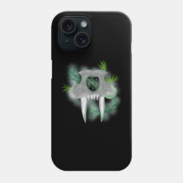 Saber Tooth Tiger Skull With Magical Swirling Mist Phone Case by Bit and Bauble Boutique