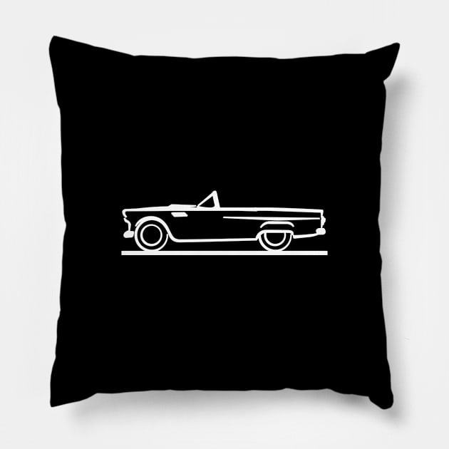 1955 Ford Thunderbird Drop Top White Pillow by PauHanaDesign