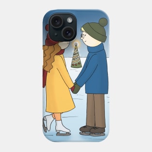 Couple in love Boy and Girl are Ice Skating Phone Case