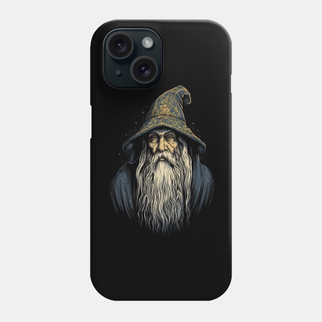 Retro Dark Wizard Vintage Fantasy illustration Phone Case by AltrusianGrace