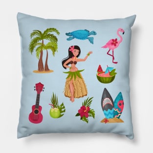 hawaii symbols collection Pillow