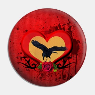 Wonderful crow on a heart Pin