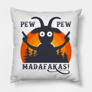 Goat Pew Pew Madafakas Vintage Pillow