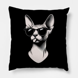 Sphynx Cat with Sunglasses Pillow