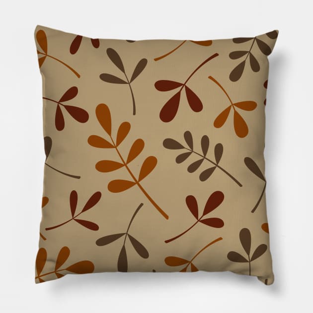 Assorted Lg Leaf Silhouettes Fall Colors Pillow by NataliePaskell