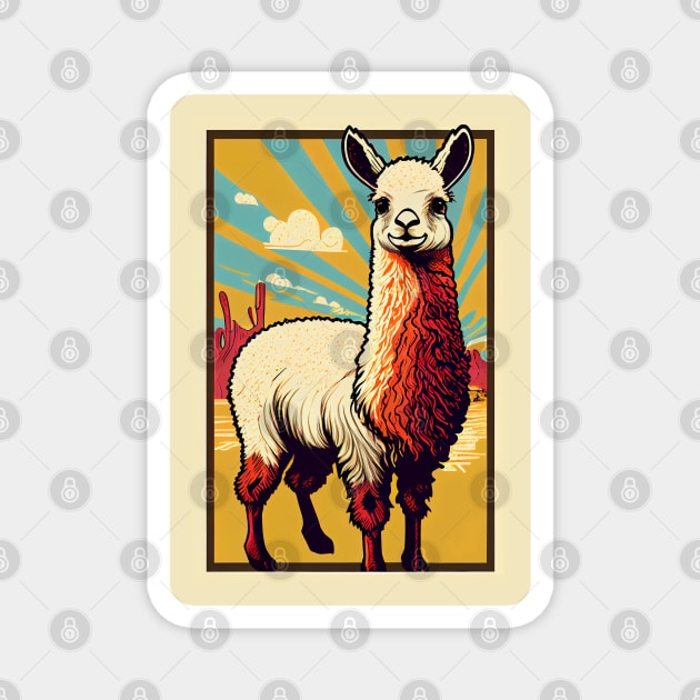 Abstract pop art style portrait of llama Magnet by loucaski