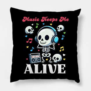 Music Keeps Me Alive - Dead Skull Pillow