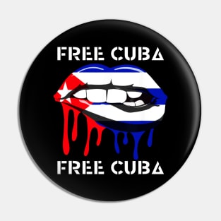 Cuba Flag and Lips Free Patria Cuban Pride y Vida Pin