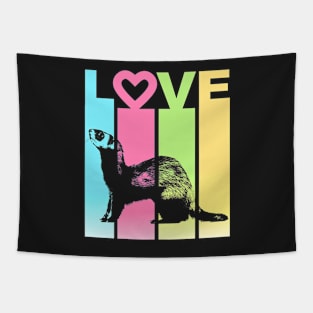 Retro Stripes Love Ferret Tapestry