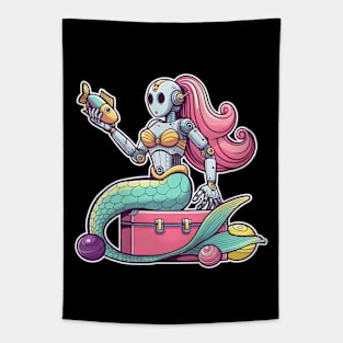 Robot Mermaid Tapestry