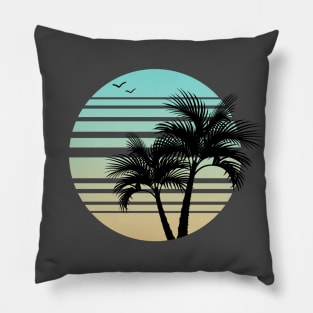 Synthwave - Vaporwave - California - Florida - 80s - Blue & Yellow Pillow