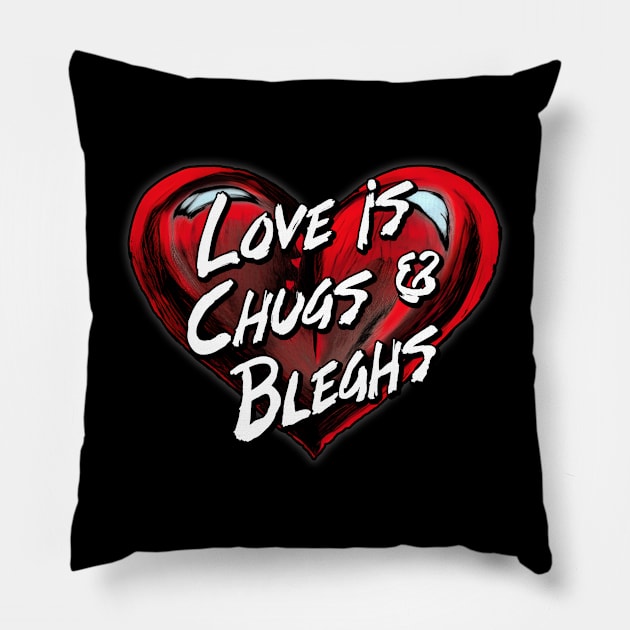 Love Is Chugs & Bleghs Metal Music Fan Pillow by Gothic Rose Designs