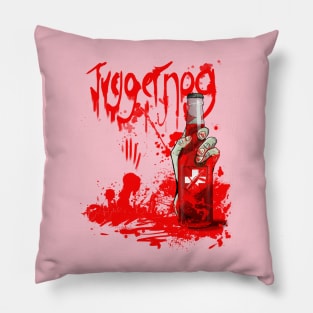 Zombie Hand Bloodied Juggernog on Soft Pink Pillow