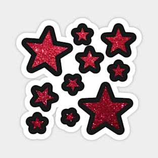 Red Faux Glitter Star Pack Magnet