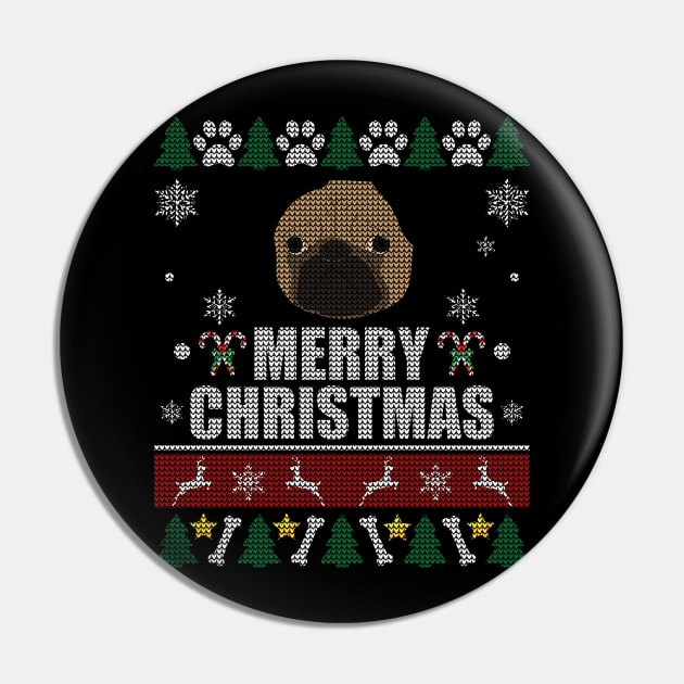 Ugly Pug Christmas Pin by Sleazoid