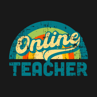 Online Teacher Gift Vintage Retro Distressed T-Shirt