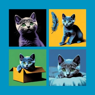 Russian Blue Pop Art - Cute Kitties T-Shirt