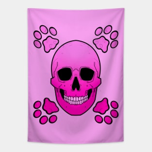 Skull and paw prints Tapestry