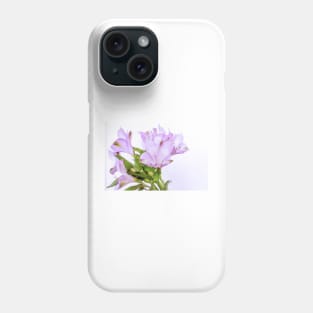 Fresh purple Alstroemeria flowers isolated on white background Phone Case