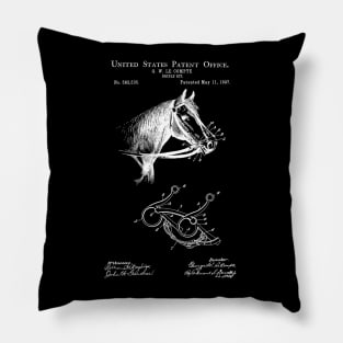 Horse Bridle Patent White Pillow