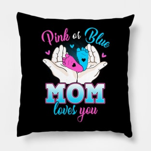 Pink Or Blue Mom Loves You T Shirt Gender Reveal Baby Gift Pillow