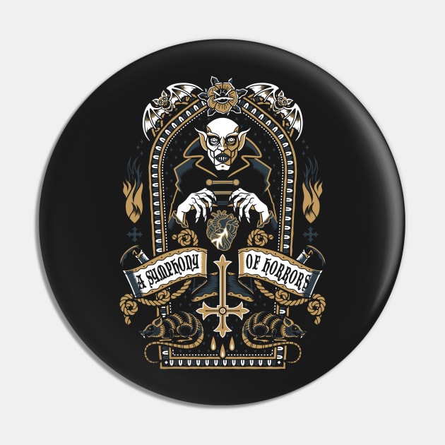 A Symphony of Horrors - Goth Horror Vampire Pin by Nemons