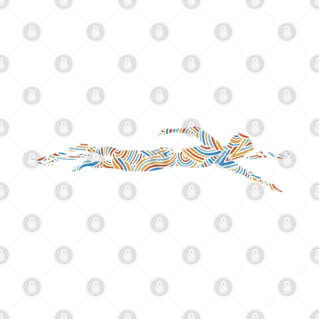 Freestyle Swimmer with Creative Colorful Wave Design Gift by Swimarts