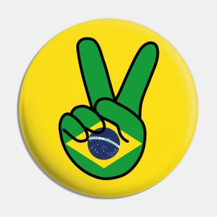 Brazil Flag V Sign Pin