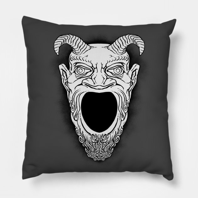 THE FACE OF THE GREAT GREEN DEVIL Pillow by The Basement Podcast