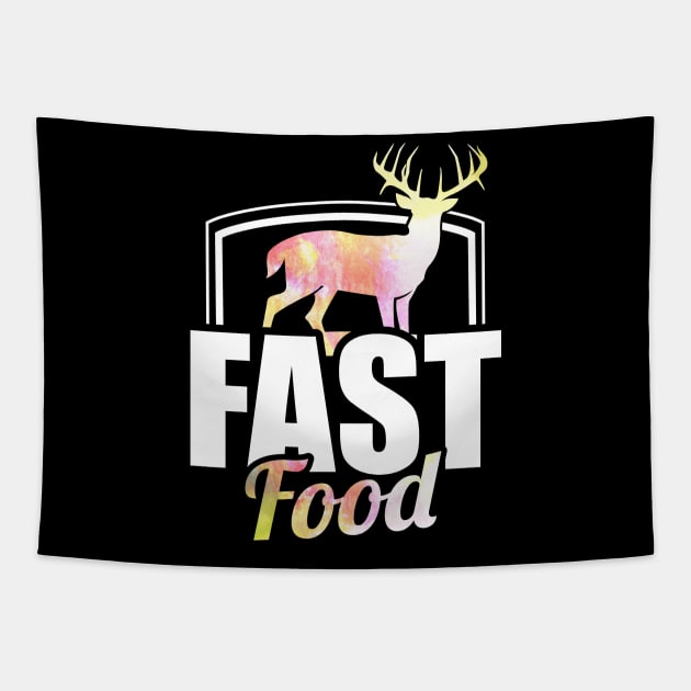 Cute & Funny Fast Food Buck Hunting Deer Hunter Tapestry by theperfectpresents