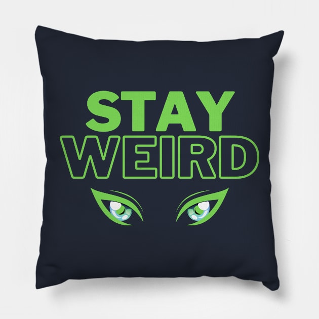 stay weird green lime Pillow by MGuyerArt
