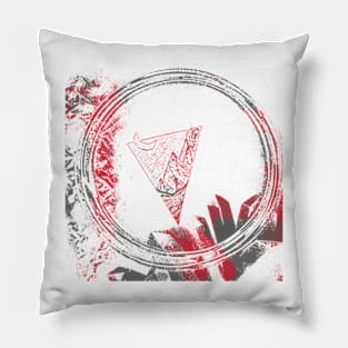 Iris red grey abstract design Pillow