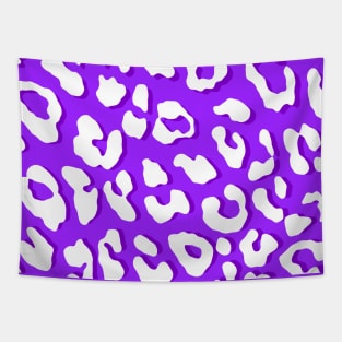 White Leopard Print Purple Tapestry