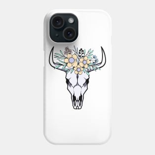 Cow Skull With Flowers Phone Case