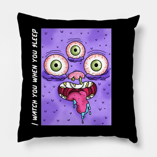 Purple faced gobble eater Pillow by John Byrne