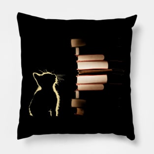 Vintage Cat and Books for cat lover Reading Pillow