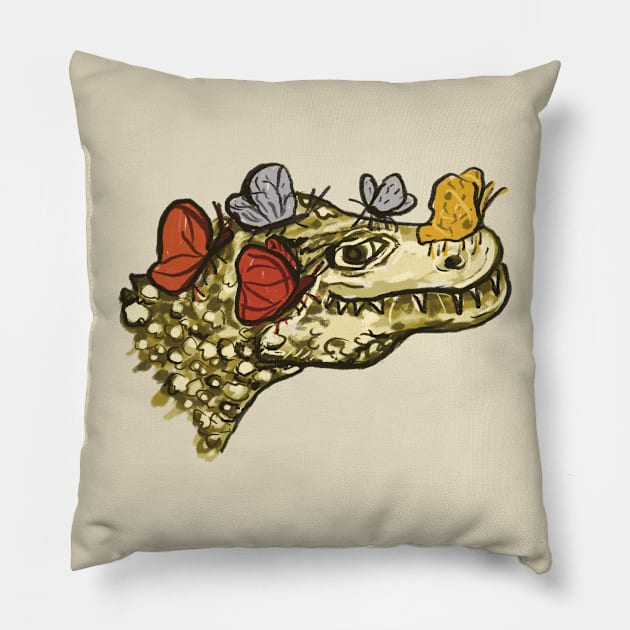 Croc and Butterflies Pillow by Shadoodles