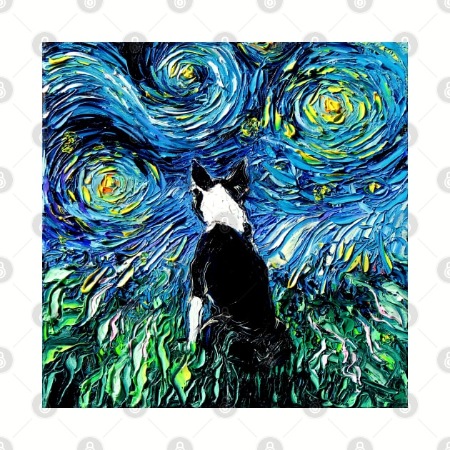 Boston Terrier Starry Night by sagittariusgallery