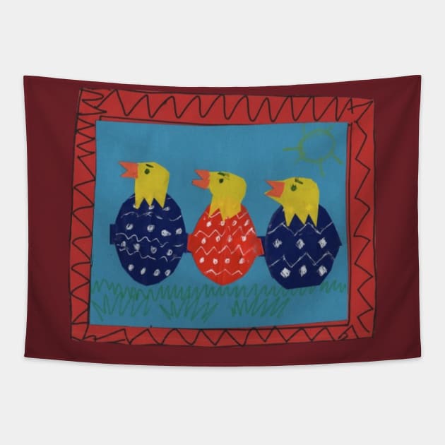 Newborn Chickens Tapestry by Mila-Ola_Art