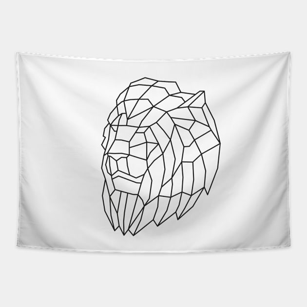 Origami Geometric Lion Head Tapestry by shaldesign